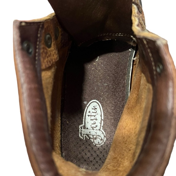 Justin LO991 Chip Brown Leather Lace-Up Moc Toe Chukka Boots Women US 8 medium - Picture 4 of 15